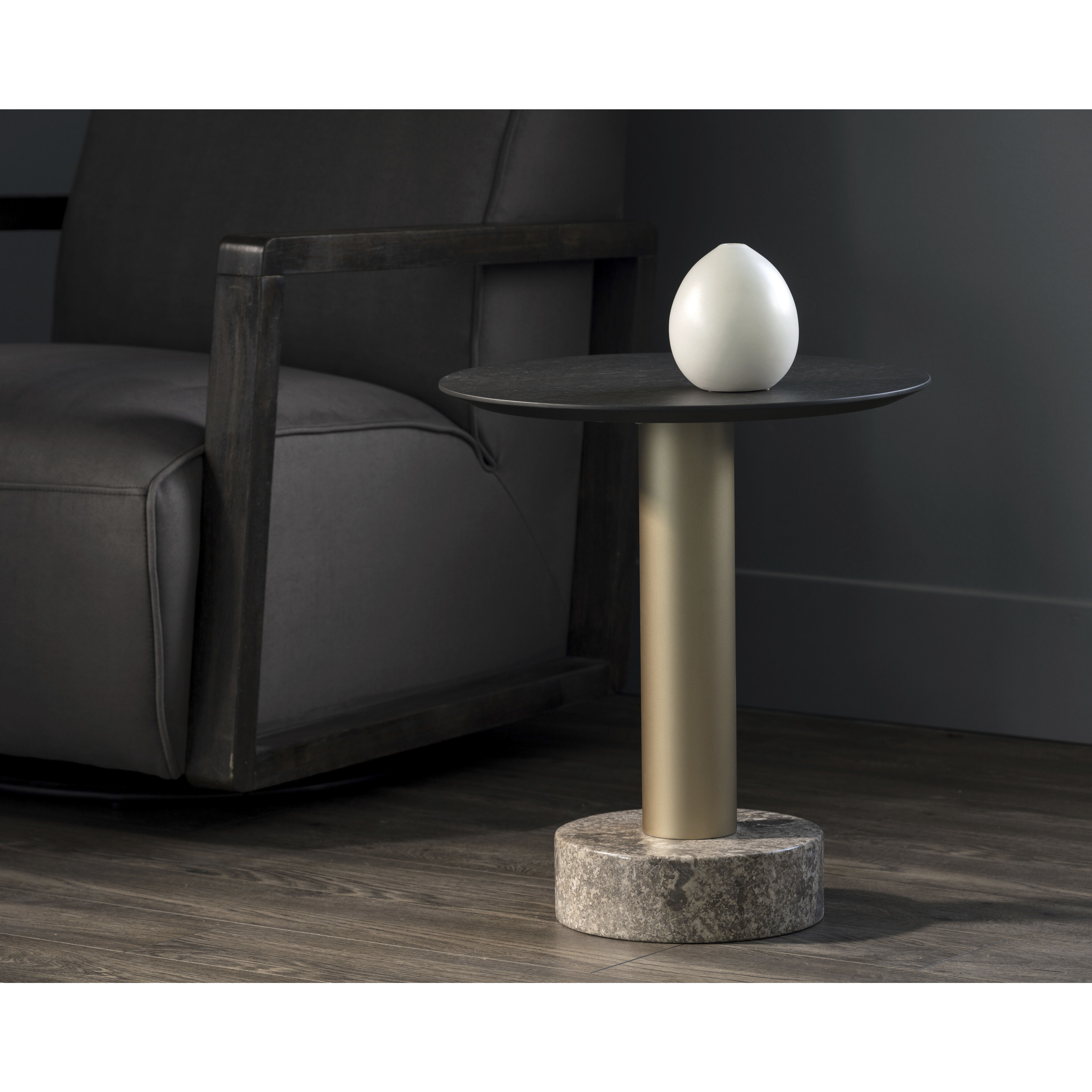 Monaco 19.75 X 17.75 inch Gold / Grey Marble / Charcoal Grey End Table